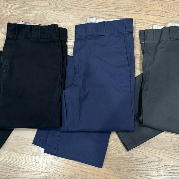 3 pairs Dickies 874 original work pants sz 30 x 34 - black, charcoal gray, navy - Picture 4 of 10